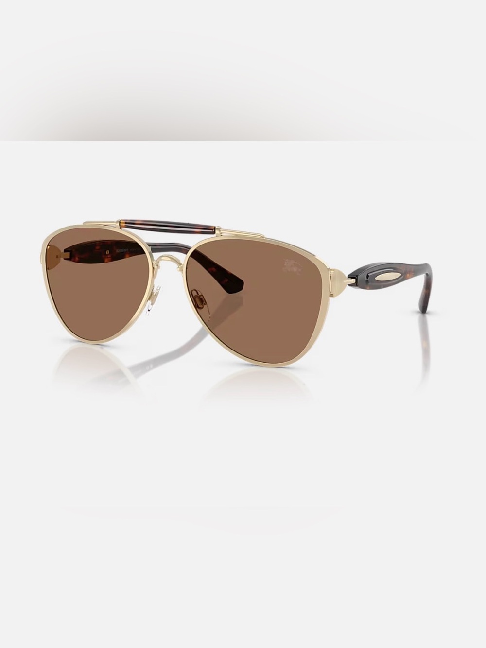 BURBERRY Gold Frame Brown Lens Unisex Sunglasses
